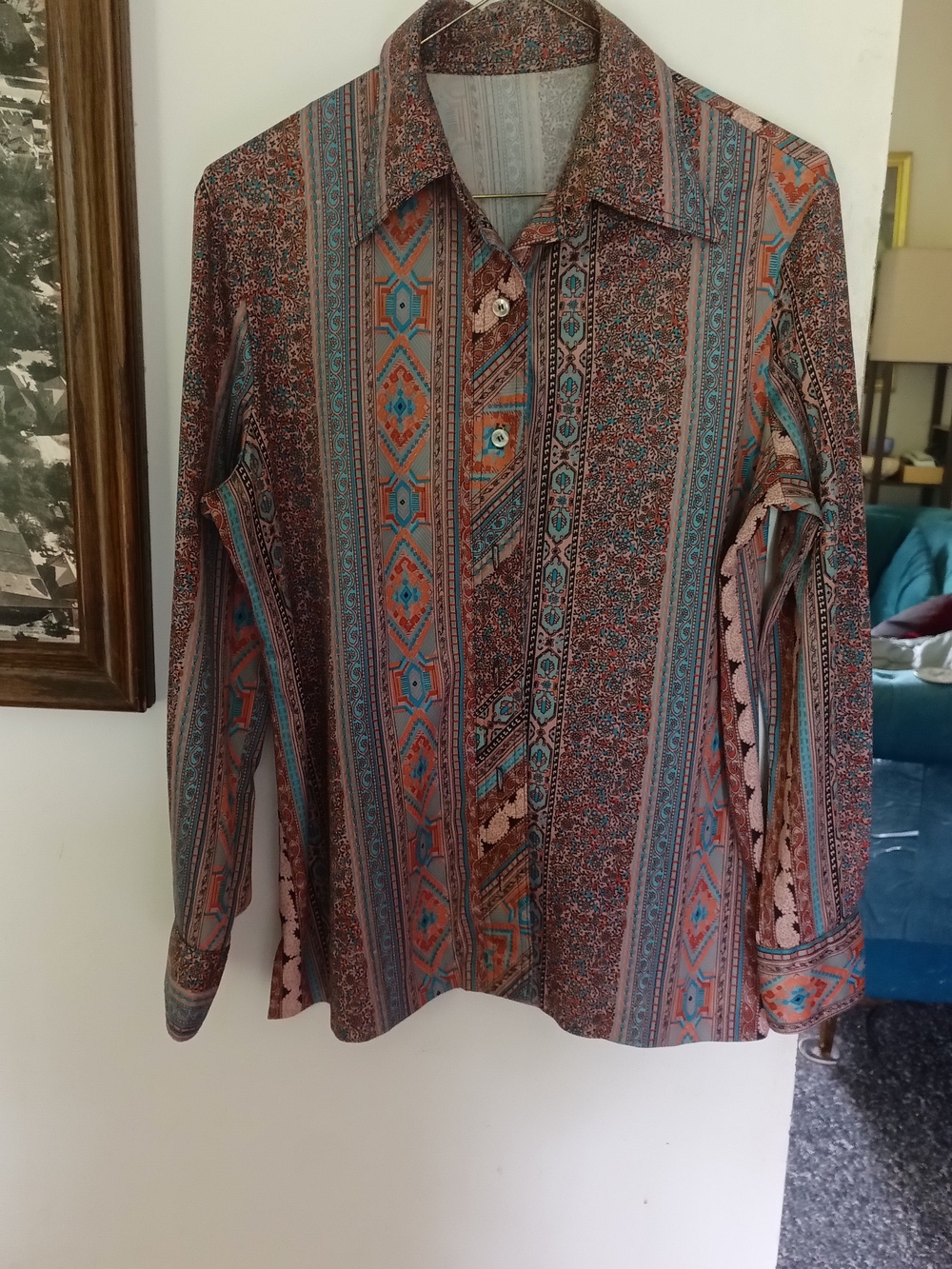 Vintage Polyester Button Up Shirt XL